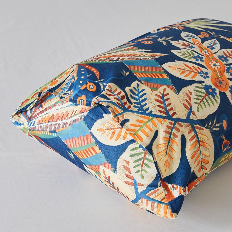 SUSYBAO Colorful Plant Duvet Cover Queen 100% Egyptian Cotton Aquatic Patterned Set 3 Pcs 1 Leaves Botanical Duvet Cover with Zipper Ties 2 Pillowcases Soft Tropical Floral Bedding - Image 4